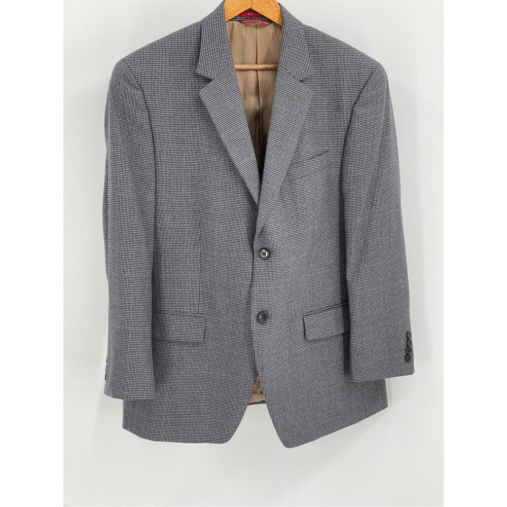 Izod Blazer Men's Size 40S Houndstooth Black Gray Brown 2 Button Sport Coat